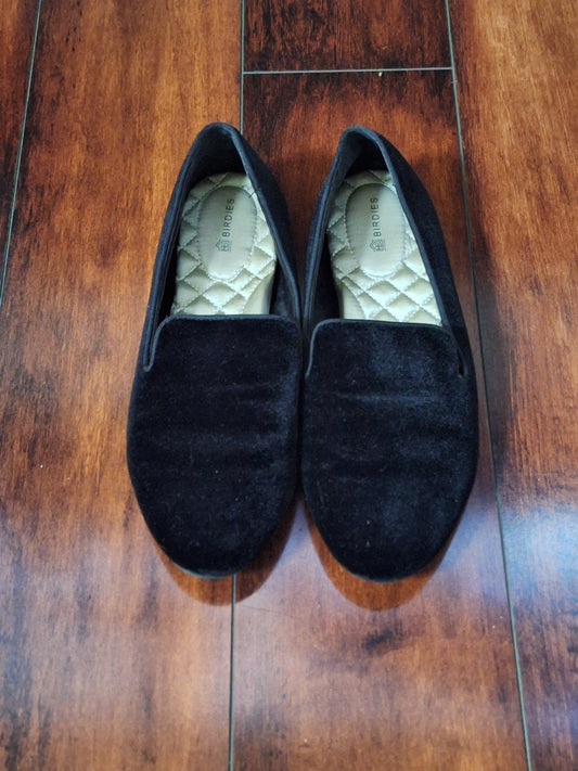 Birdies The Starling smoking slipper flats in black velvet Size 7