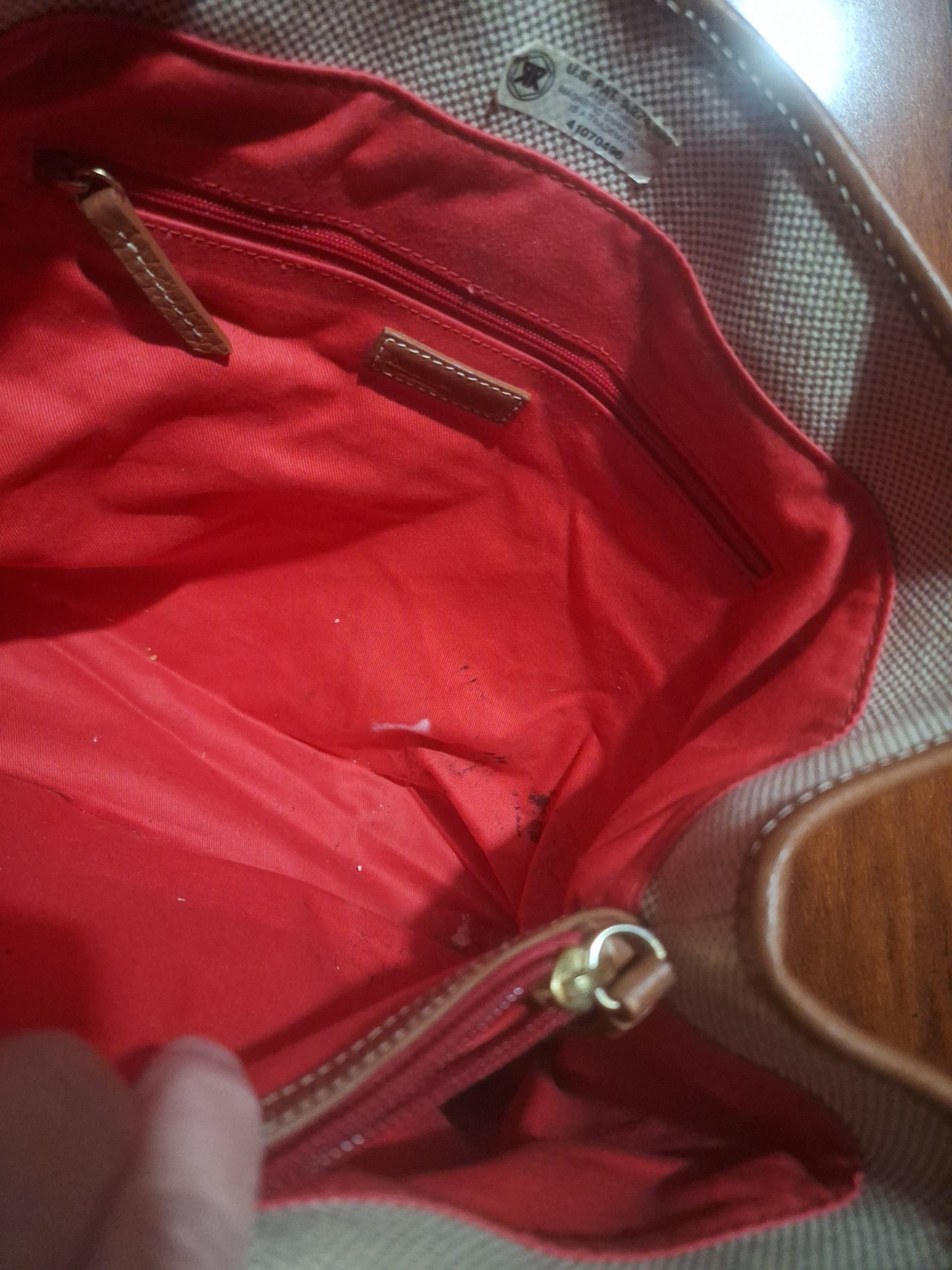 Dooney & Bourke Donegal Tote Leather Trimmed Ivory Brown Shoulder Bag Purse