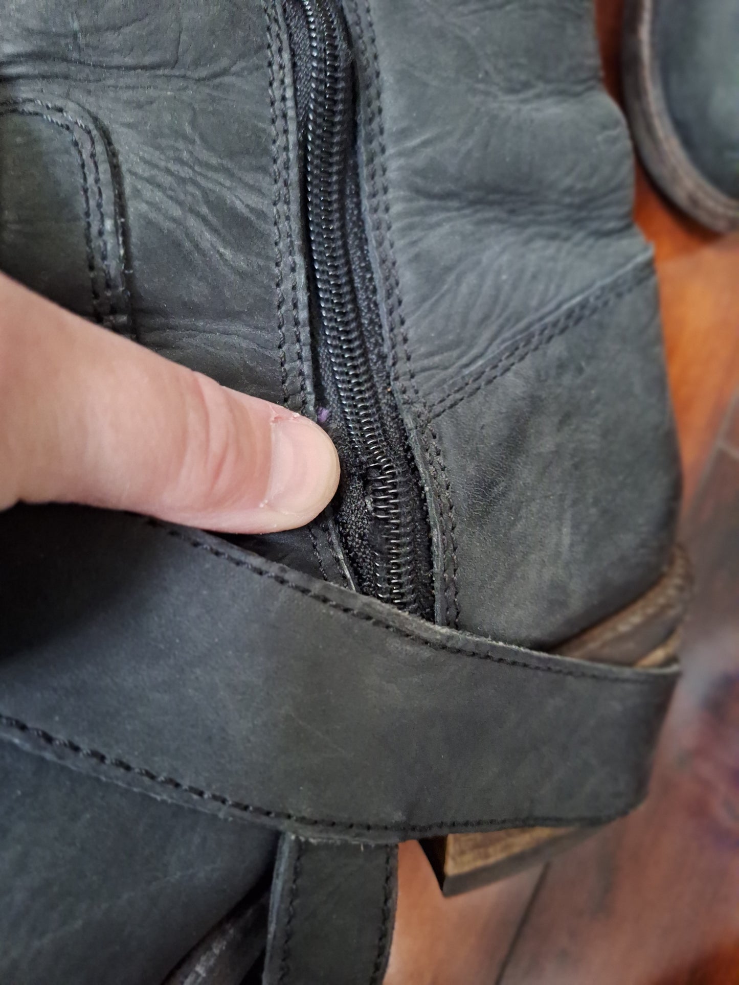 John Fluevog Adriana Luna Tall Buckled Harness Boot Black Leather 854025 size 7