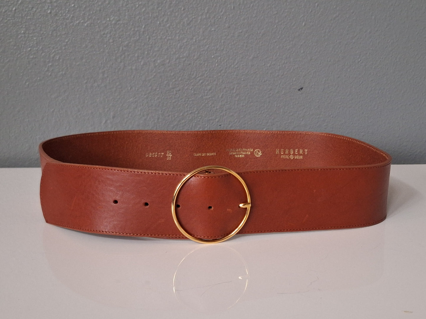 Women's Herbert Frère Soeur Brown Leather Belt Made In France