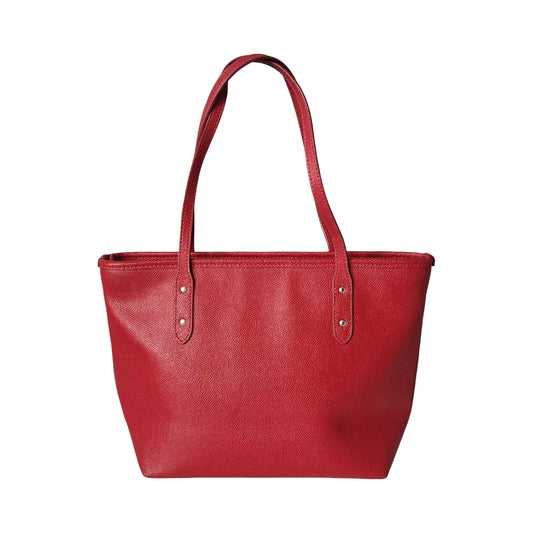 COACH Mini Leather City Zip Tote Purse True Red