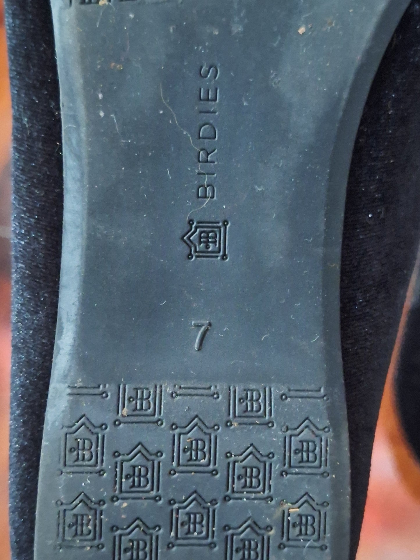 Birdies The Starling smoking slipper flats in black velvet Size 7