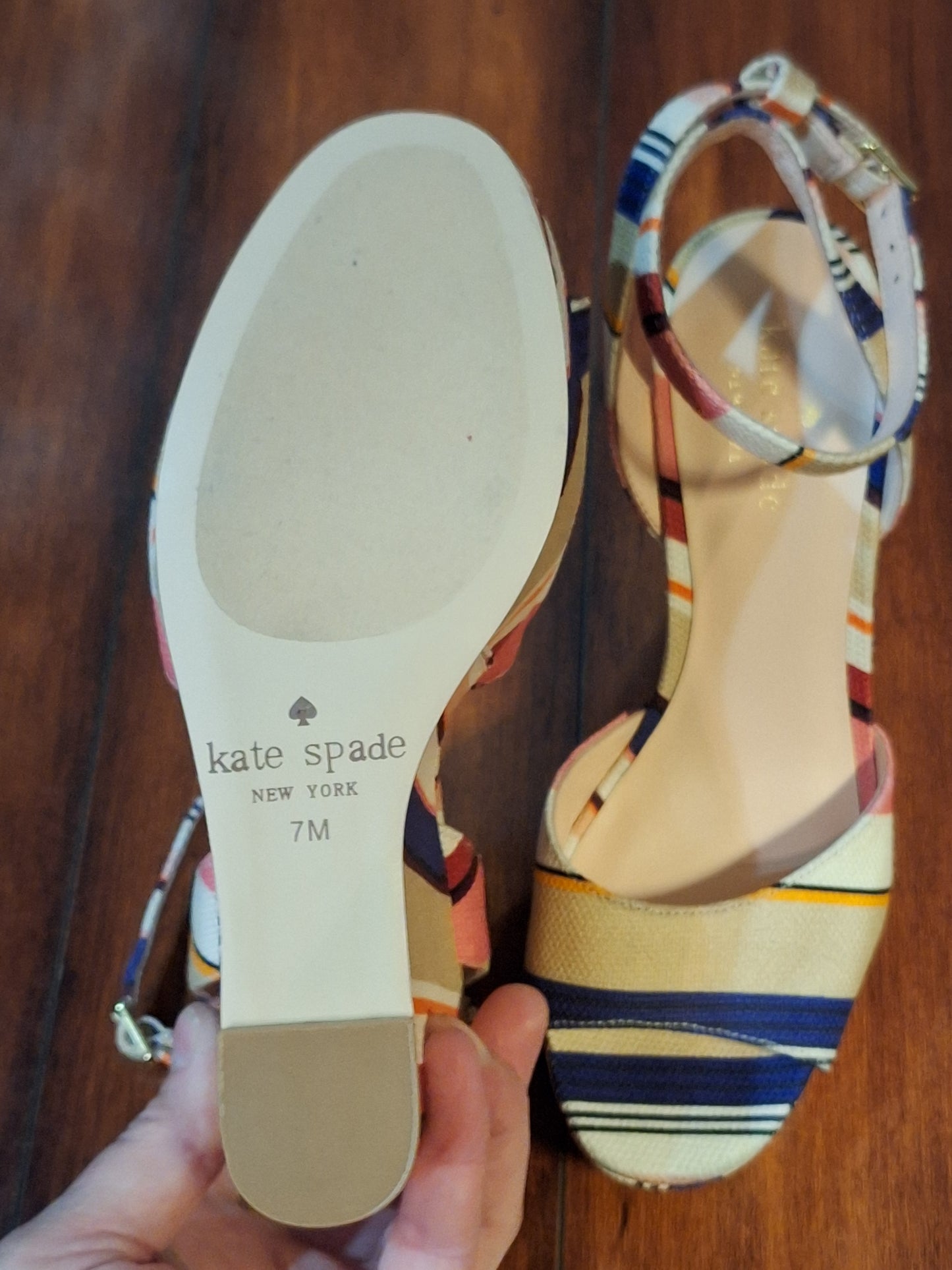 Kate Spade Stripe Dellie Derby Derbyshire Wedges Size 7