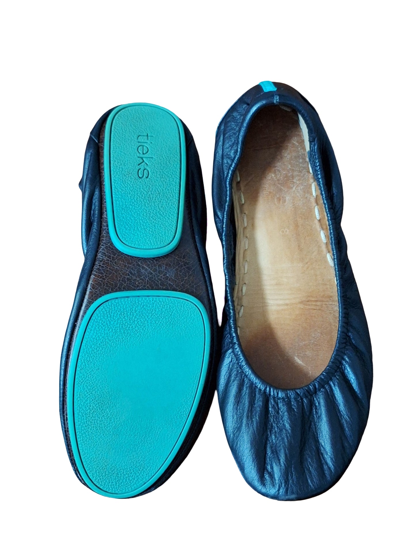 Women's Matte Black Tieks Leather Ballet Flats Size 8