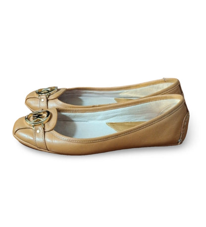 Michael Kors Fulton Ballet Flats Leather Camel Size 8