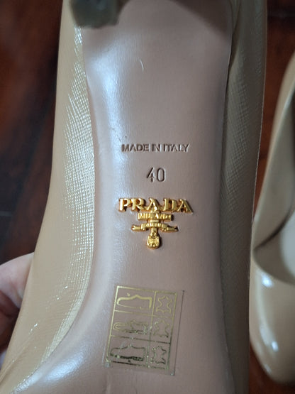 PRADA Women's Nude Patent Leather Stiletto Heels EU 40 US 10