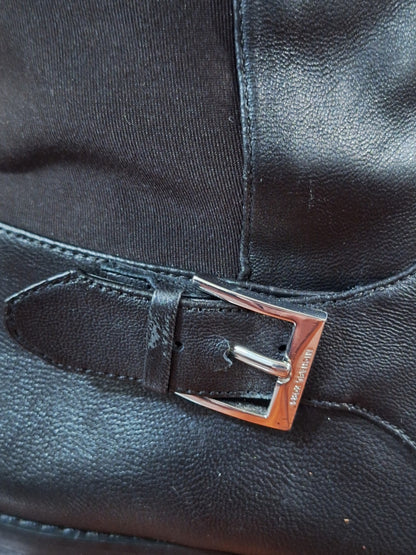 Michael Michael KORS Branson Stretch Leather Knee High Boots Black Size 10