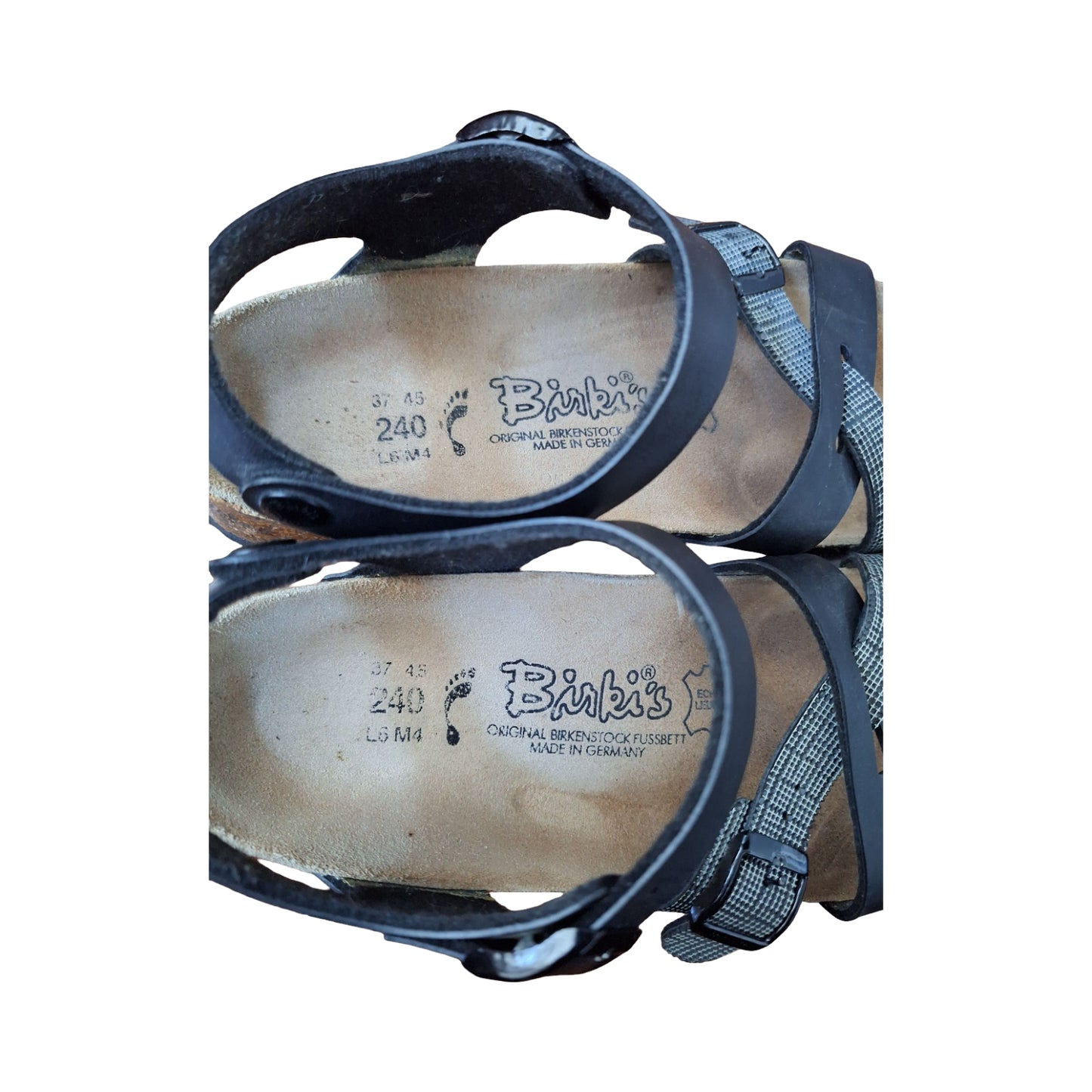 Birki's by Birkenstock Lillie sandals in black with a plaid criss-cross, Size 6