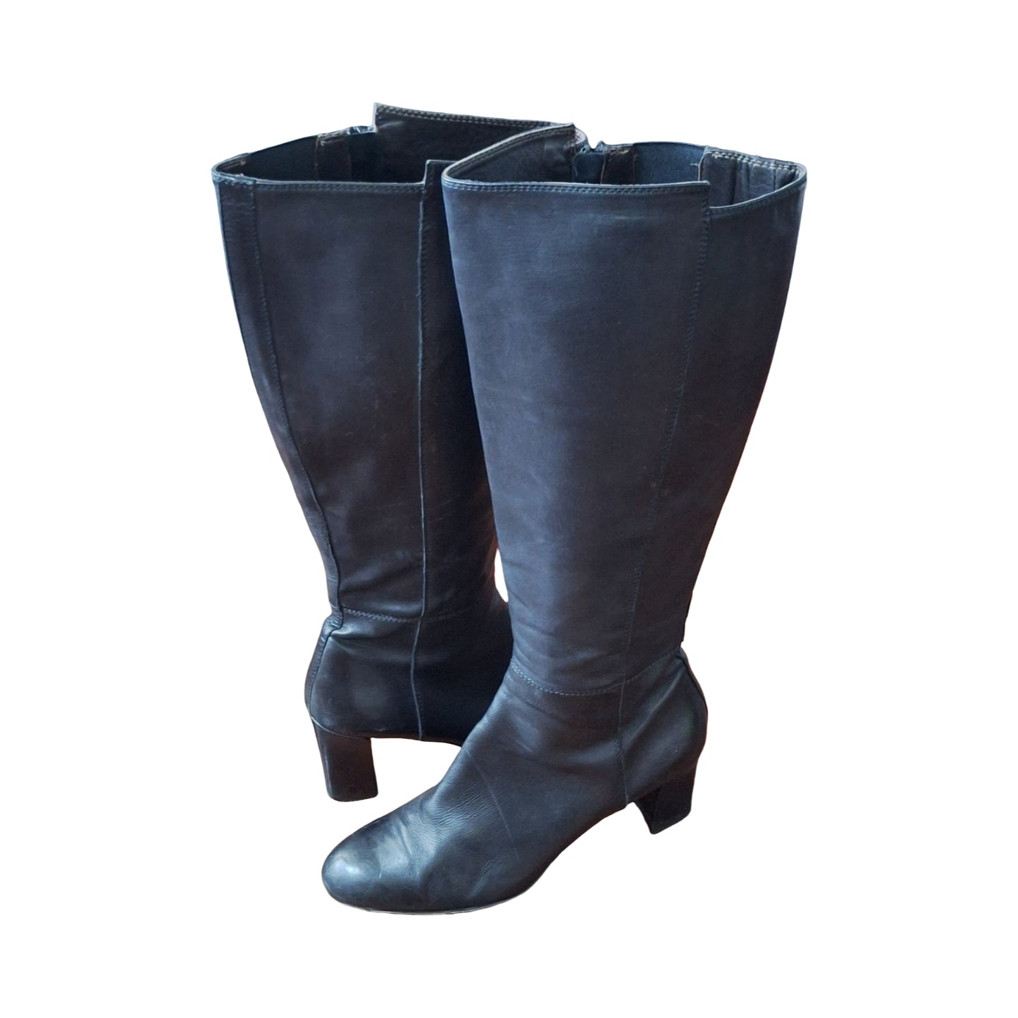 AGL Black Knee-High Leather Riding Boots, Size EU 39 US 8.5-9