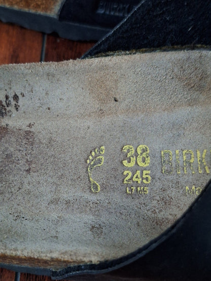 Birkenstock Florida 38 Size 7 Black Triple Strap Florida Sandals