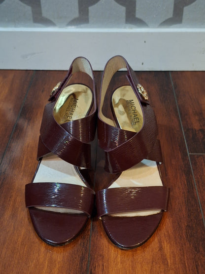 Michael Kors Burgundy Red Heels with Peep-Toe and Slingback Size 8