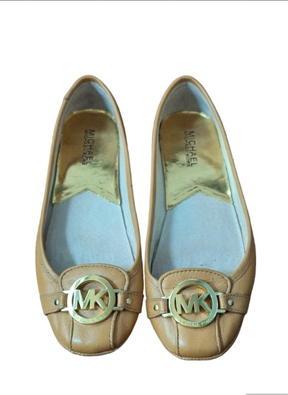 Michael Kors Fulton Ballet Flats Leather Camel Size 8
