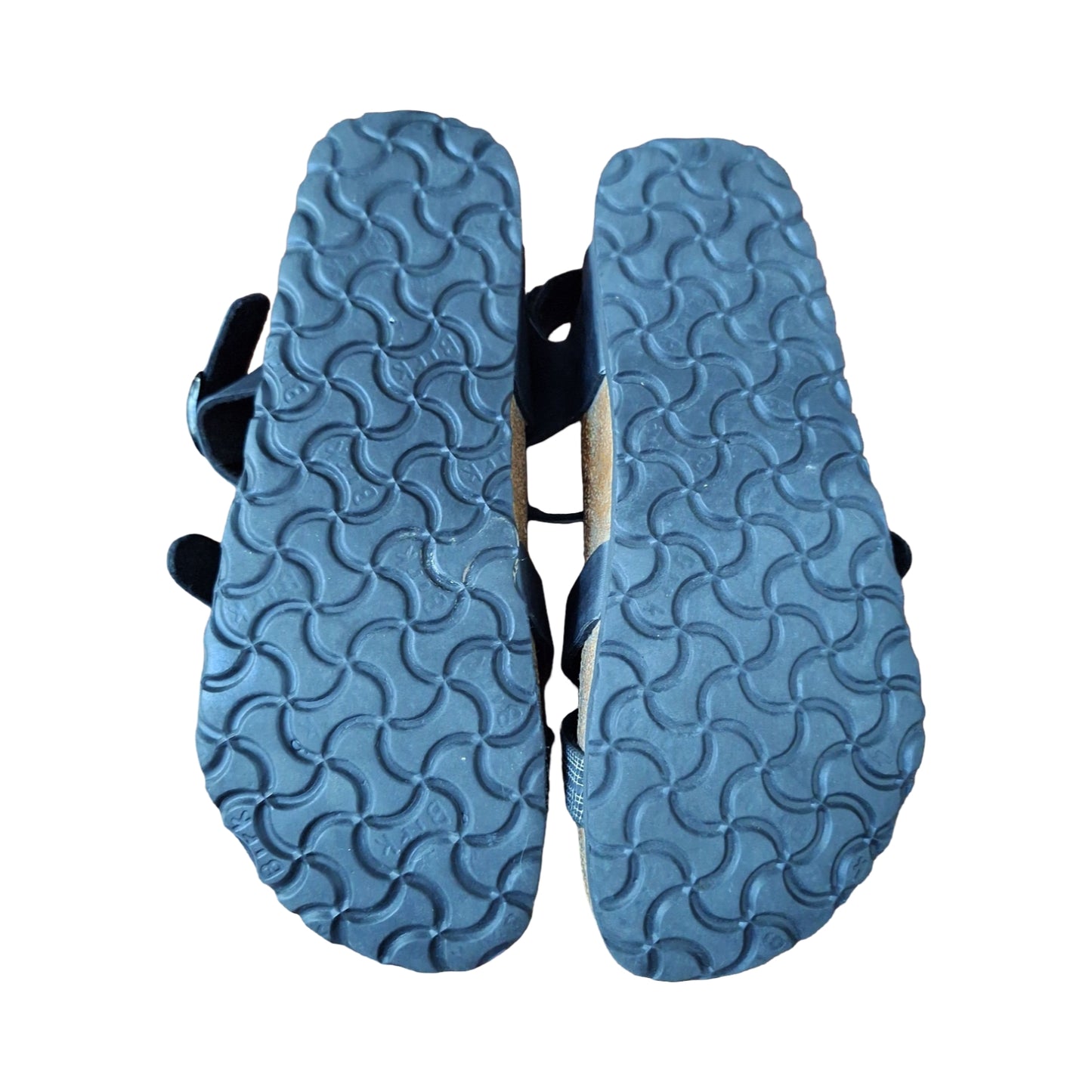 Birki's by Birkenstock Lillie sandals in black with a plaid criss-cross, Size 6