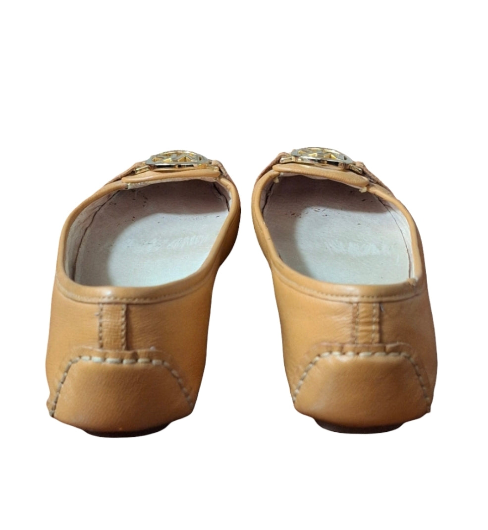 Michael Kors Fulton Ballet Flats Leather Camel Size 8