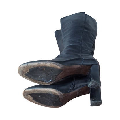 AGL Black Knee-High Leather Riding Boots, Size EU 39 US 8.5-9