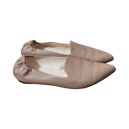 AGL Attilio Giusti Leombruni Soft Leather Studded Pointed Toe Slip on Flats EU38