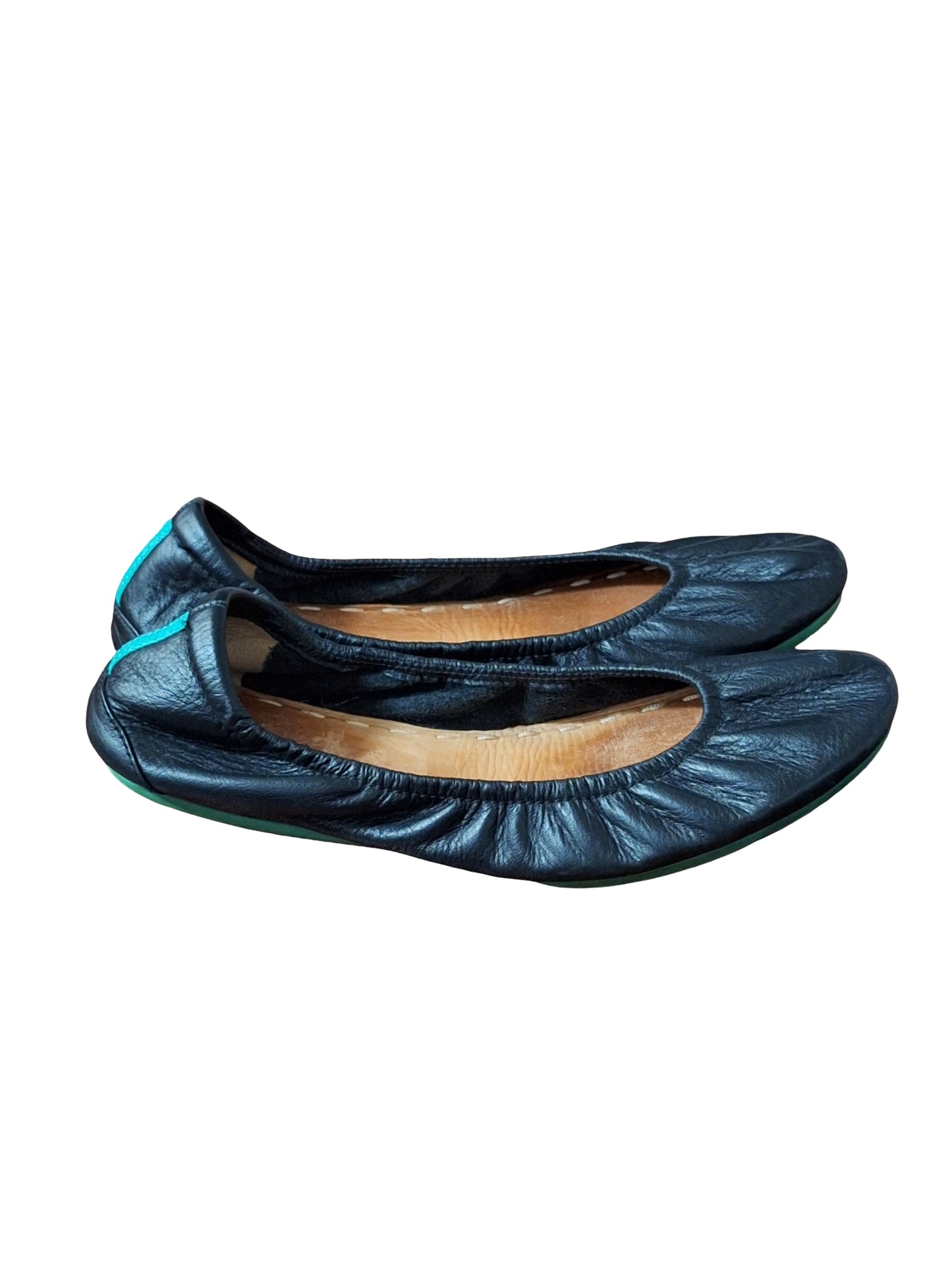 Women's Matte Black Tieks Leather Ballet Flats Size 8