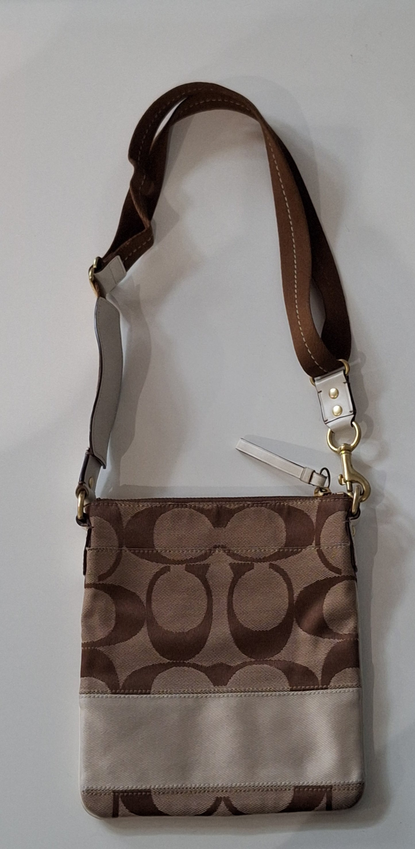 Vintage Coach Signature Brown And Beige Messenger Crossbody