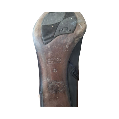 AGL Black Knee-High Leather Riding Boots, Size EU 39 US 8.5-9