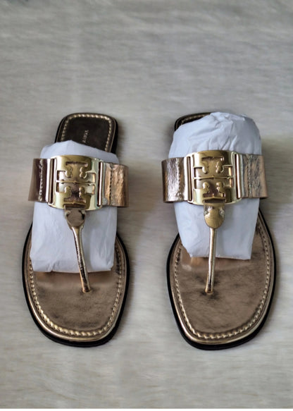 NWT Tory Burch Georgia Sandal Crinkle Metallic Sandals Size 7.5