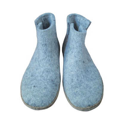 Glerups The Boot slippers grey with leather sole, EU 42 US 9