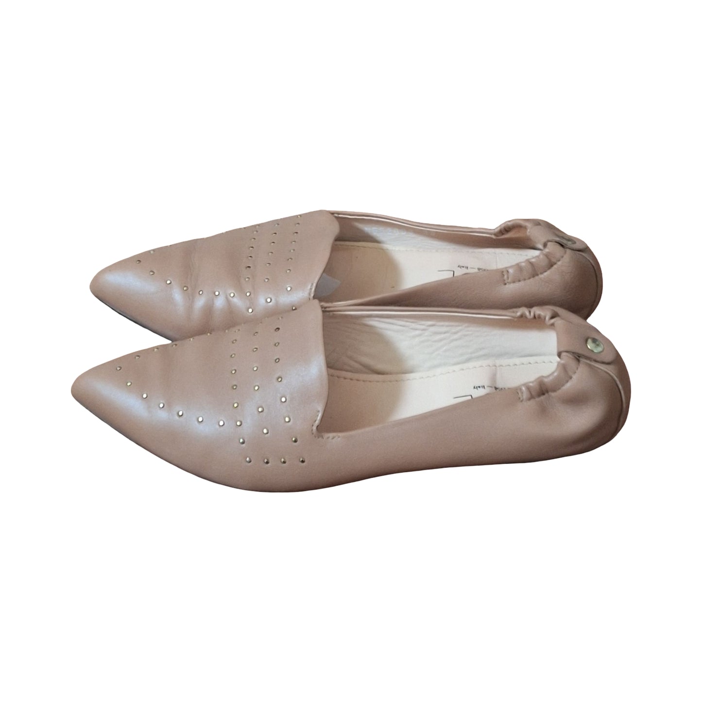 AGL Attilio Giusti Leombruni Soft Leather Studded Pointed Toe Slip on Flats EU38