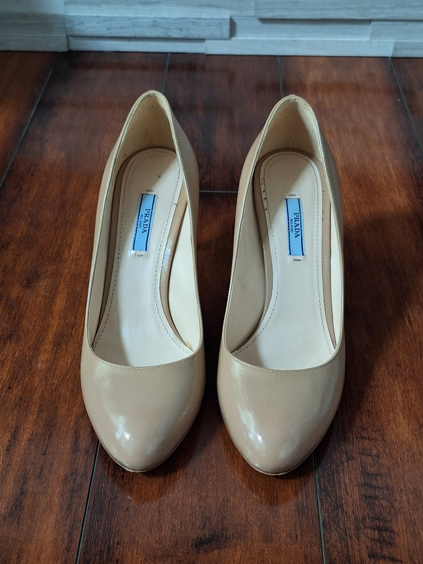 PRADA Women's Nude Patent Leather Stiletto Heels EU 40 US 10