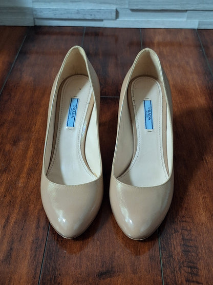 PRADA Women's Nude Patent Leather Stiletto Heels EU 40 US 10
