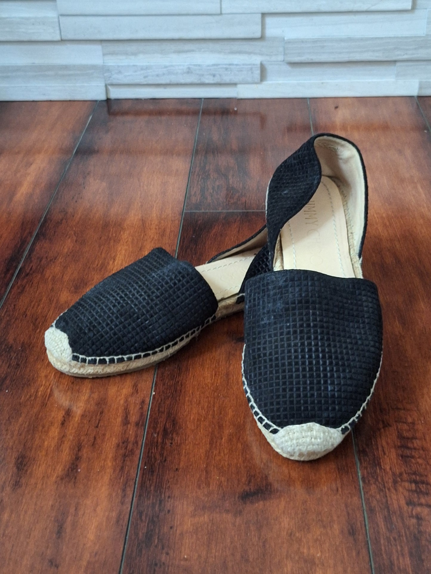 Jimmy Choo Espadrilles Black Suede Flats Dreya EU 37 US 7