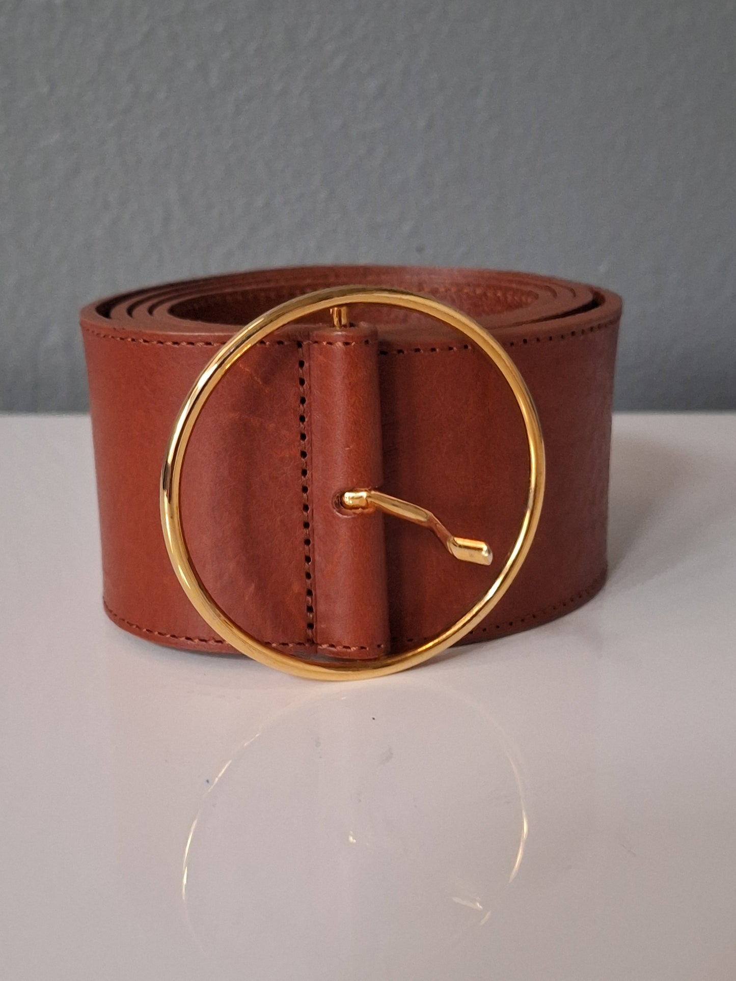 Women's Herbert Frère Soeur Brown Leather Belt Made In France