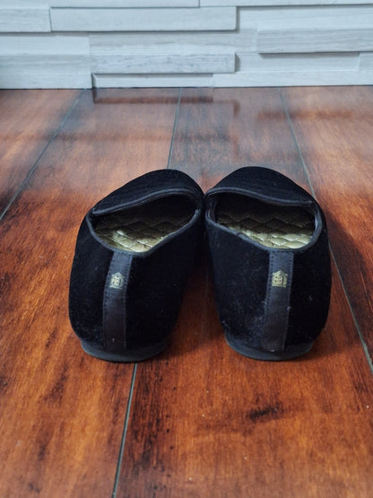 Birdies The Starling smoking slipper flats in black velvet Size 7