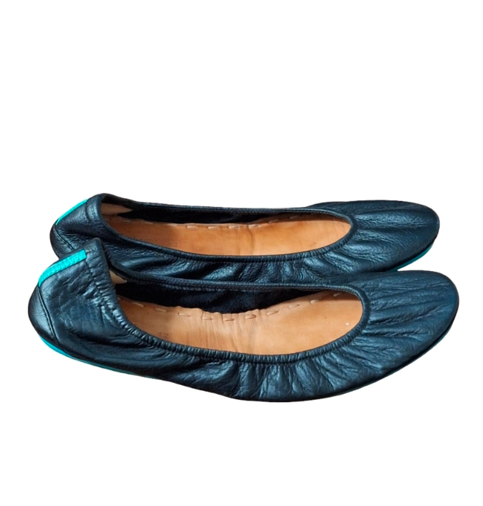 Women's Matte Black Tieks Leather Ballet Flats Size 12