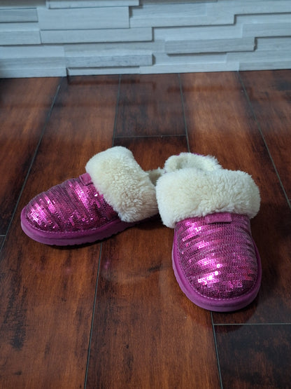 UGG Kids Dazzle Sequin Pink Slippers Size 5