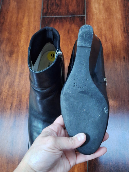 Black Michael Kors Leather Ankle Booties Size 9