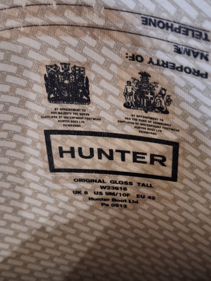 Hunter Women Original Tall Gloss Shoes US 9 M Black Rain Boots UK 7 EU 40/41