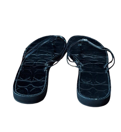 COACH Juney Rubber Thong Flip Flop Black Sandal Size 10