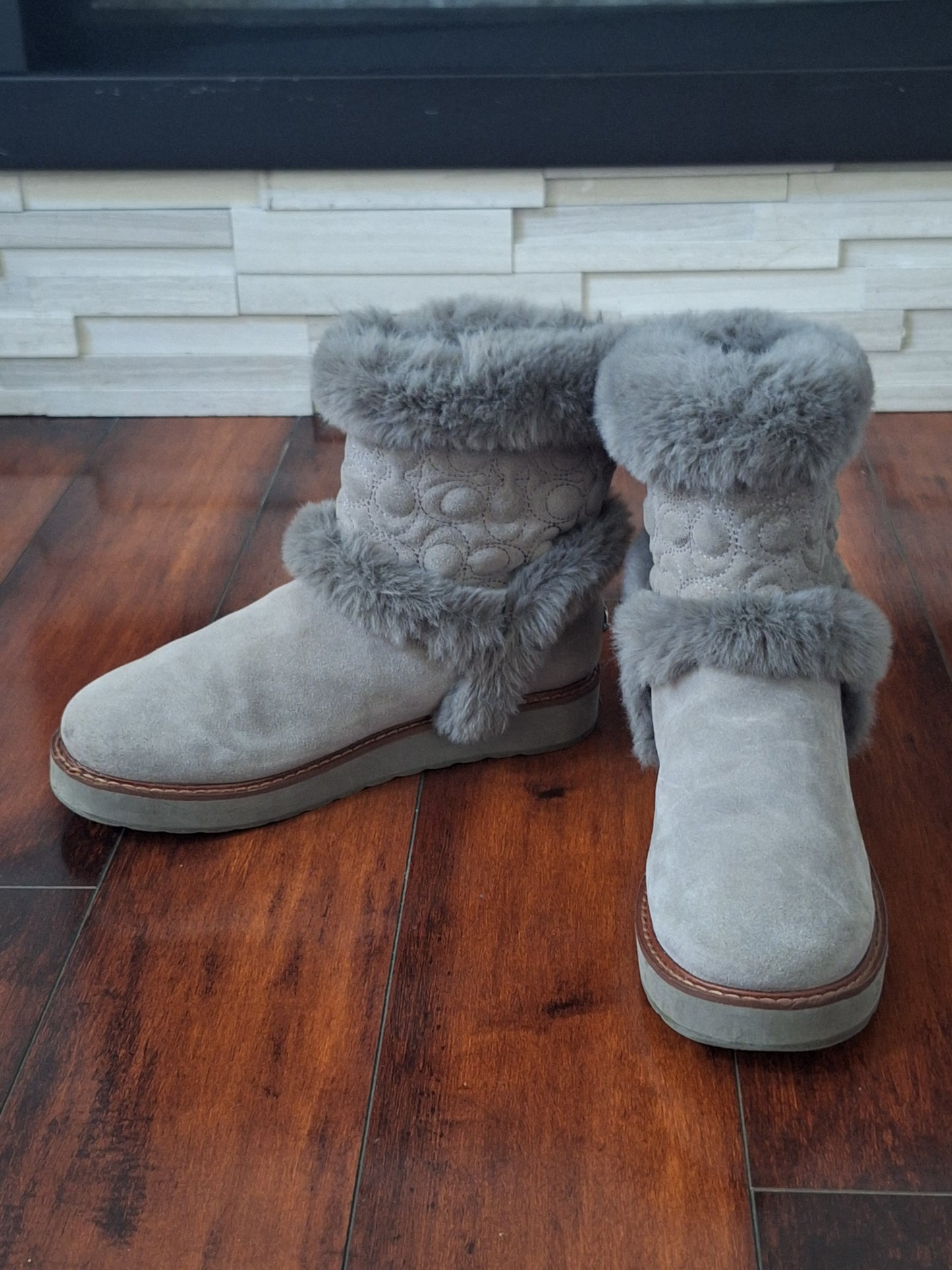 COACH IZZIE BOOT Size 8.5 B - Heather Grey - Style FG4597 in EUC - MSRP $378