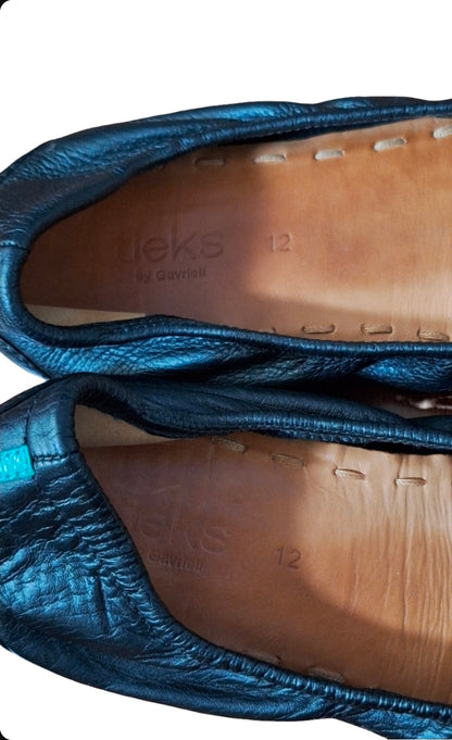 Women's Matte Black Tieks Leather Ballet Flats Size 12