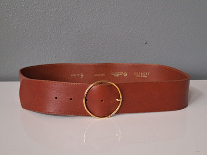 Women's Herbert Frère Soeur Brown Leather Belt Made In France