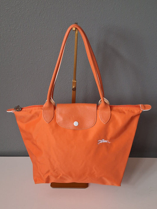 Longchamp le Pliage Original Medium Orange Nylon Leather Tote Bag