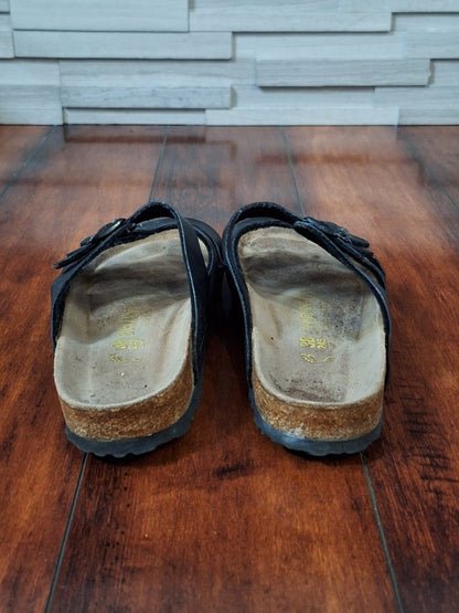 Birkenstock Florida 38 Size 7 Black Triple Strap Florida Sandals