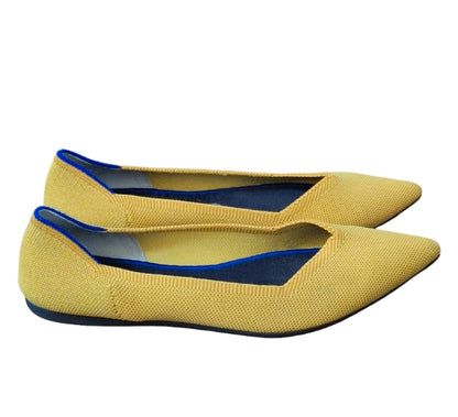 Rothy’s The Point Flats Ballet Marigold Yellow Blue Women’s Size US 10.5