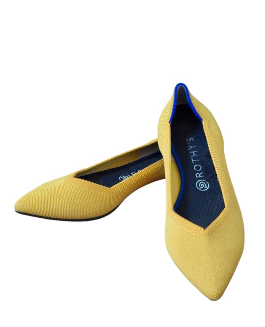 Rothy’s The Point Flats Ballet Marigold Yellow Blue Women’s Size US 10.5