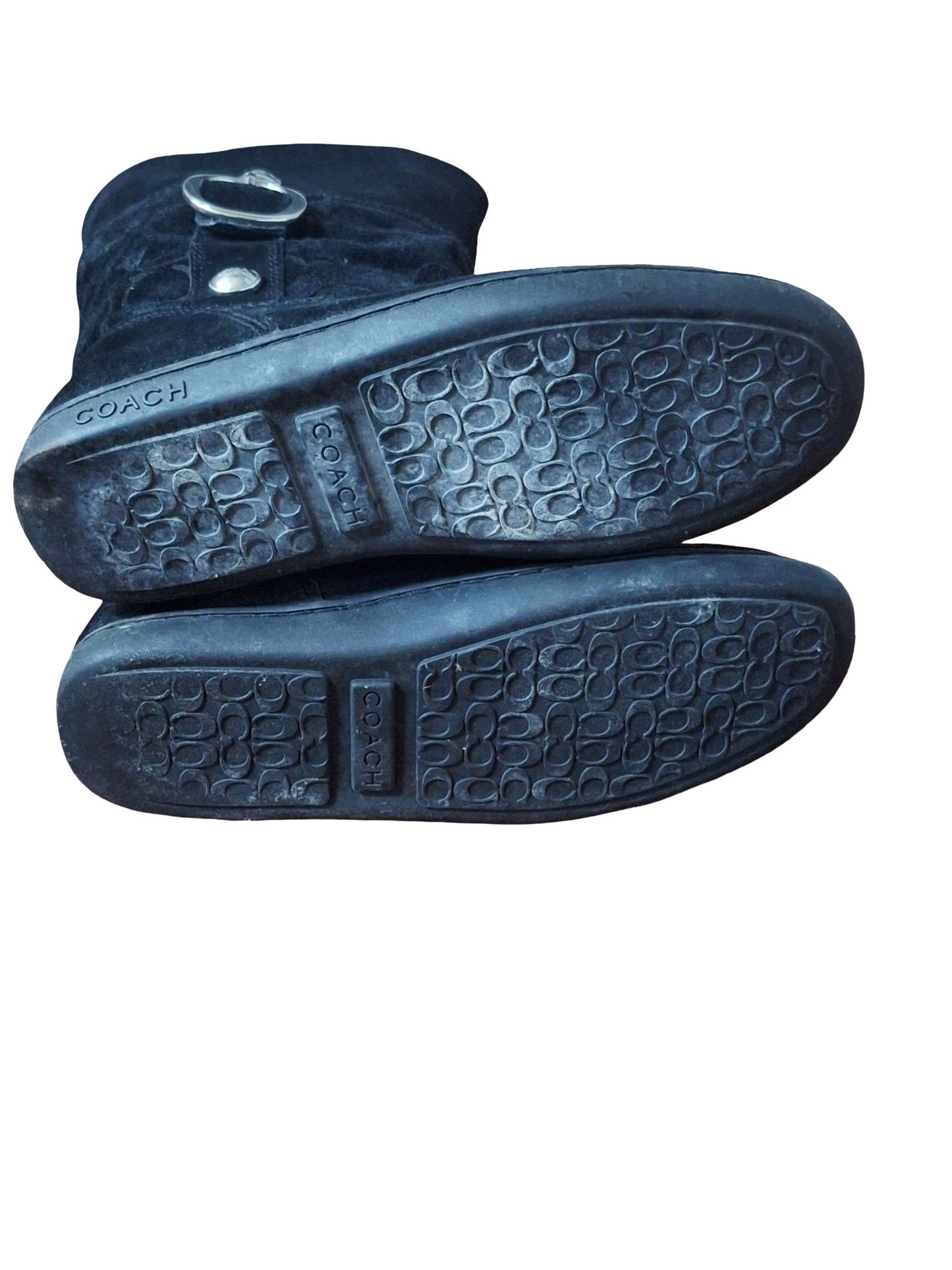 Coach Meyer Black Suede Shearling Signature C Boots size 7.5