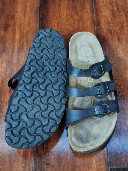 Birkenstock Florida 38 Size 7 Black Triple Strap Florida Sandals