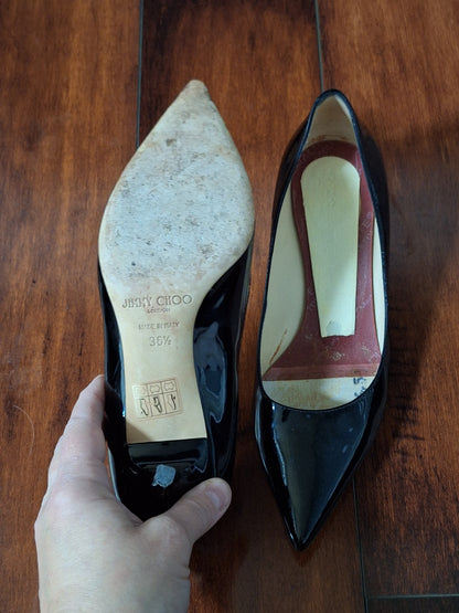 Jimmy Choo Aza black patent leather kitten heels, EU 36.5 US 6.5