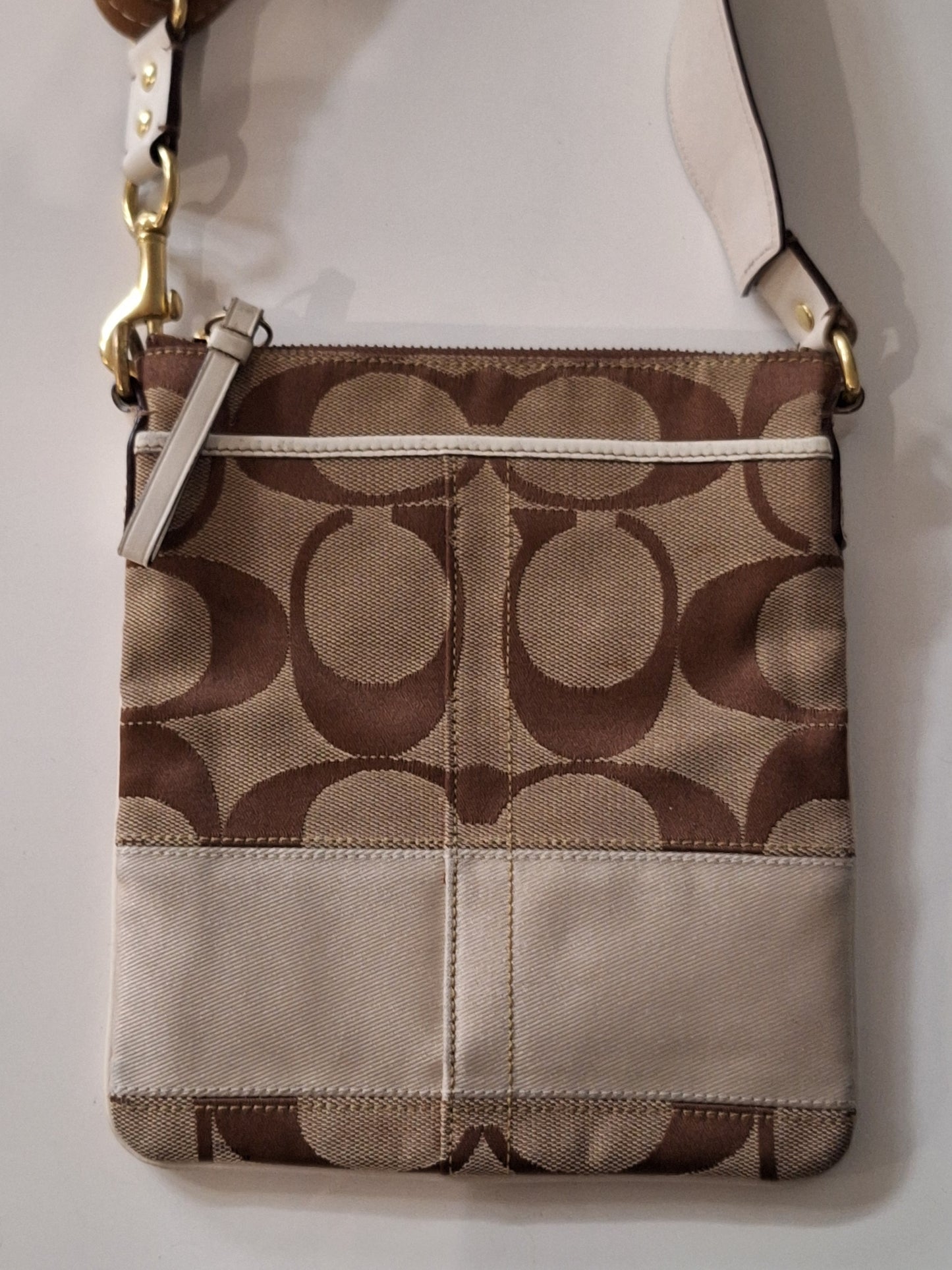 Vintage Coach Signature Brown And Beige Messenger Crossbody
