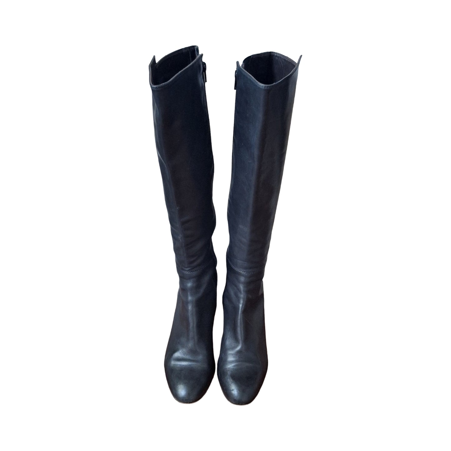 AGL Black Knee-High Leather Riding Boots, Size EU 39 US 8.5-9