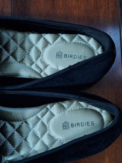 Birdies The Starling smoking slipper flats in black velvet Size 7