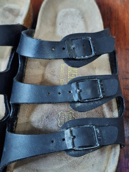 Birkenstock Florida 38 Size 7 Black Triple Strap Florida Sandals